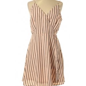 Eclair pinstripe pink black wrap dress
